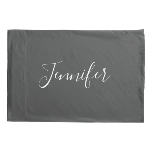 Minimalistisches, modernes, grauweißes Script Mono Kissenbezug (Rückseite)