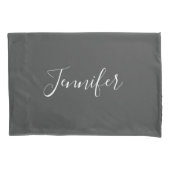 Minimalistisches, modernes, grauweißes Script Mono Kissenbezug (Vorderseite)