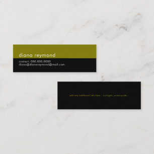 Minimalistisches modernes halb-schwarzes und olivg mini visitenkarte