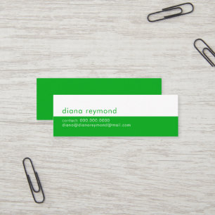 Minimalistisches modernes halbgrünes und weißes Ei Mini Visitenkarte