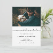 Minimalistisches, modernes, handgeschriebenes Save The Date (Stehend Vorderseite)