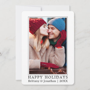 Minimalistisches modernes Happy Holidays Couple Fo Feiertagskarte