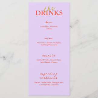 Minimalistisches modernes Hochzeitsmenü mit Bar | Menükarte
