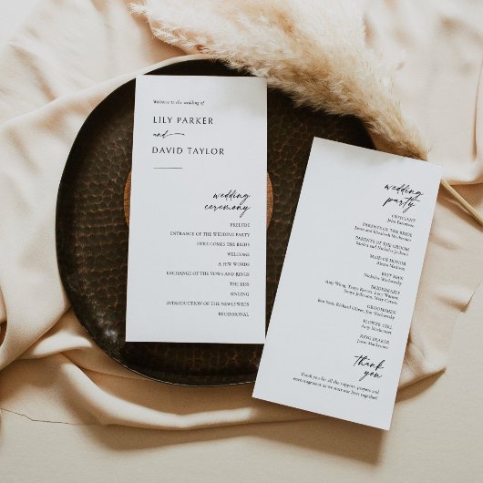 Minimalistisches modernes Hochzeitsprogramm