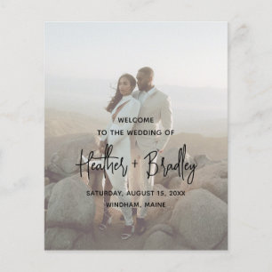 Minimalistisches modernes Hochzeitsprogramm-Foto Flyer
