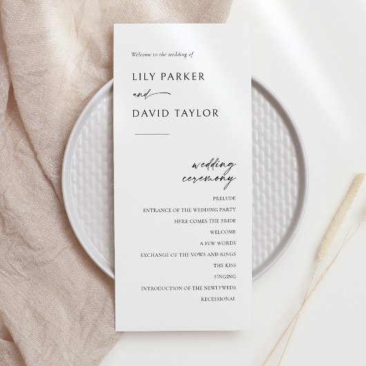 Minimalistisches modernes Hochzeitsprogramm Programm