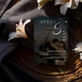 Minimalistisches modernes Hochzeitsschwarzes Foto Einladung