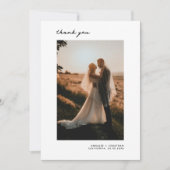 Minimalistisches modernes Hochzeitsszenario Foto D Dankeskarte (Vorderseite)