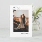 Minimalistisches modernes Hochzeitsszenario Foto D Dankeskarte (Stehend Vorderseite)