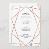 Minimalistisches modernes Imitat-Rosen-Gold auf Menükarte (Vorne/Hinten)