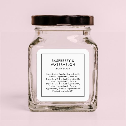 Minimalistisches, modernes Inhaltsstofflabel Quadratischer Aufkleber