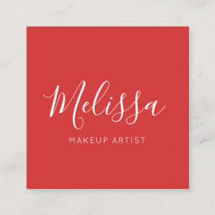 Minimalistisches modernes Kalligraphie-Rot Quadratische Visitenkarte
