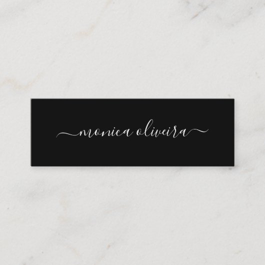 Minimalistisches modernes Kalligraphie-Schwarzes Mini Visitenkarte (Vorderseite)
