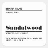 Minimalistisches, modernes Kerzenlabel Quadratischer Aufkleber (Vorderseite)