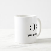 Minimalistisches modernes Lächeln oder Frosch Sie  Kaffeetasse (VorderseiteRechts)