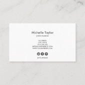 Minimalistisches, modernes lila Drehbuch Visitenkarte (Rückseite)