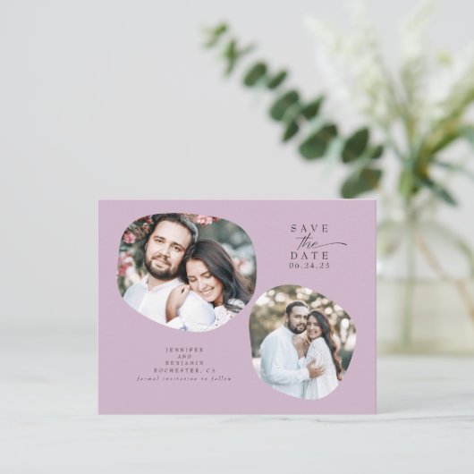 Minimalistisches modernes Mauve-Save the Date-Foto Save The Date (Stehend Vorderseite)