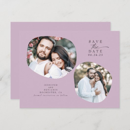 Minimalistisches modernes Mauve-Save the Date-Foto Save The Date (Vorne/Hinten)