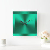 Minimalistisches modernes metallgrün quadratische wanduhr (Zuhause)