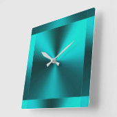Minimalistisches modernes metallisches Aquamarines Quadratische Wanduhr (Winkel)