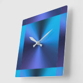 Minimalistisches modernes metallisches Türkis-Blau Quadratische Wanduhr (Winkel)