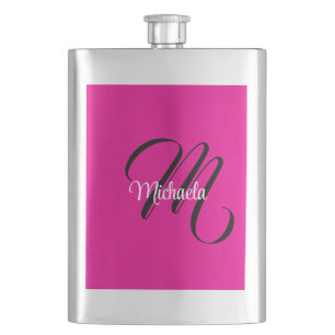 Minimalistisches modernes Monogramm Anfangsname Ho Flachmann
