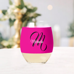 Minimalistisches modernes Monogramm Anfangsname Ho Weinglas Ohne Stiel