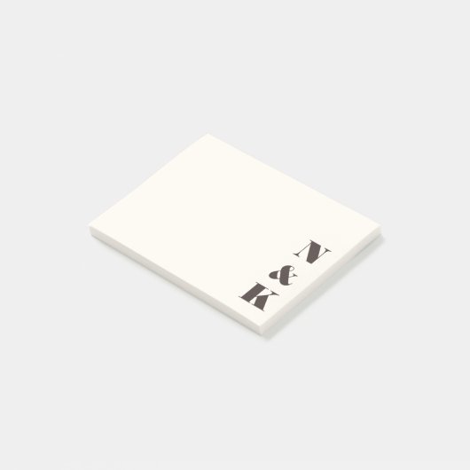 Minimalistisches modernes Monogramm Creme Braun Ma Post-it Klebezettel (angewinkelt)