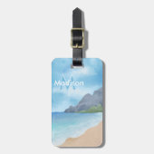 Minimalistisches, modernes Monogramm Elegantes Blu Gepäckanhänger (Vorderseite vertikal)