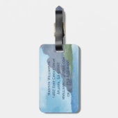 Minimalistisches, modernes Monogramm Elegantes Blu Gepäckanhänger (Rückseite vertikal)