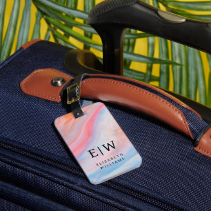 Minimalistisches, modernes Monogramm Elegantes Blu Gepäckanhänger