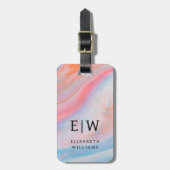 Minimalistisches, modernes Monogramm Elegantes Blu Gepäckanhänger (Vorderseite vertikal)