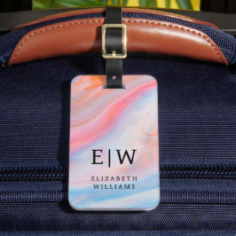 Minimalistisches, modernes Monogramm Elegantes Blu Gepäckanhänger