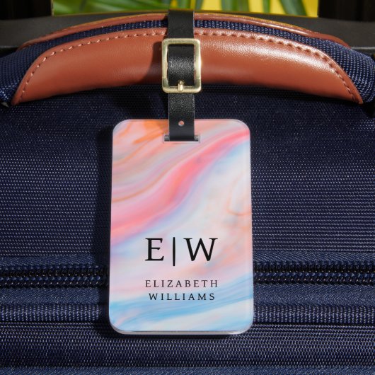 Minimalistisches, modernes Monogramm Elegantes Blu Gepäckanhänger (Vorderseite Insitu 2)