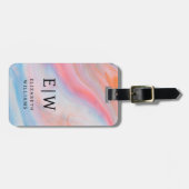 Minimalistisches, modernes Monogramm Elegantes Blu Gepäckanhänger (Vorderseite horizontal)