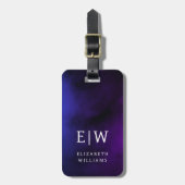 Minimalistisches, modernes Monogramm Elegantes Blu Gepäckanhänger (Vorderseite vertikal)
