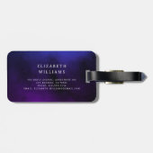 Minimalistisches, modernes Monogramm Elegantes Blu Gepäckanhänger (Rückseite horizontal)