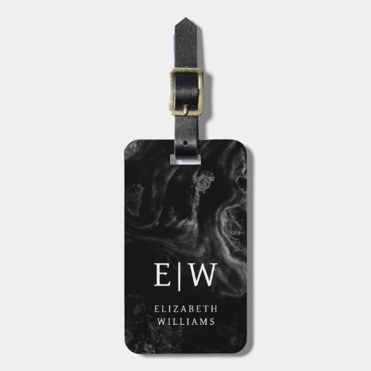 Minimalistisches, modernes Monogramm Elegantes Blu Gepäckanhänger (Vorderseite vertikal)