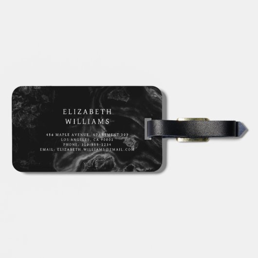 Minimalistisches, modernes Monogramm Elegantes Blu Gepäckanhänger (Rückseite horizontal)