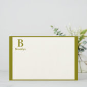 Minimalistisches modernes Monogramm mit Rand Briefpapier (Stehend Vorderseite)
