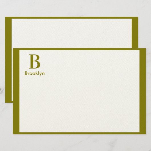 Minimalistisches modernes Monogramm mit Rand Briefpapier (Vorne/Hinten)