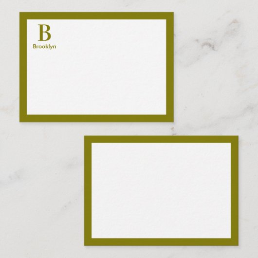 Minimalistisches modernes Monogramm mit Rand Mitteilungskarte (Vorne/Hinten)