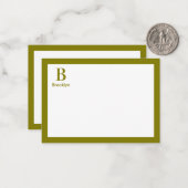 Minimalistisches modernes Monogramm mit Rand Mitteilungskarte (Vorderseite/Rückseite Beispiel)