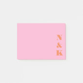 Minimalistisches modernes Monogramm Pink Orange Cu Post-it Klebezettel (Vorderseite)