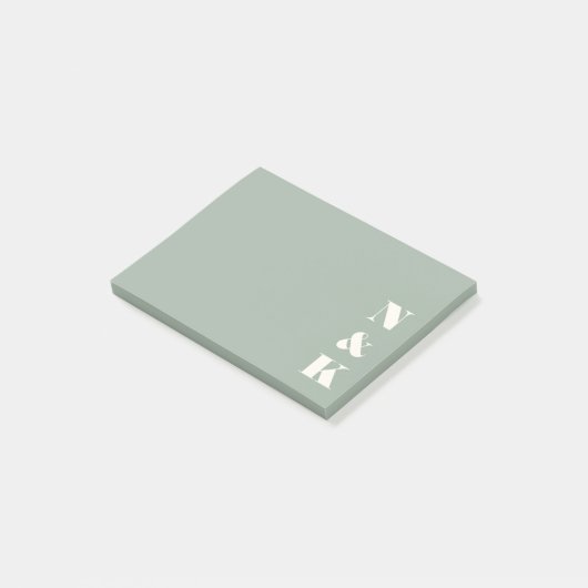 Minimalistisches modernes Monogramm Salbeigrün Cus Post-it Klebezettel (angewinkelt)