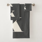 Minimalistisches, modernes Monogramm Schwarz/Weiß Badhandtuch Set (Insitu)