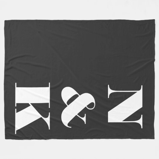 Minimalistisches, modernes Monogramm-Schwarzes Ele Fleecedecke (Vorderseite (Horizontal))