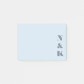 Minimalistisches Modernes Monogramm Softblau Benut Post-it Klebezettel (Vorderseite)