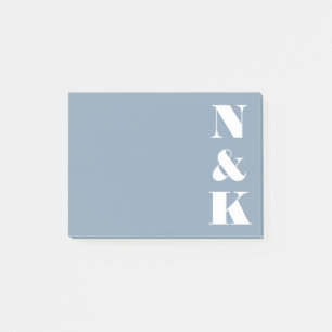 Minimalistisches modernes Monogramm Staubblau indi Post-it Klebezettel