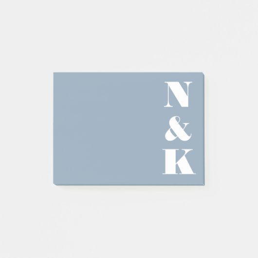 Minimalistisches modernes Monogramm Staubblau indi Post-it Klebezettel (Vorderseite)